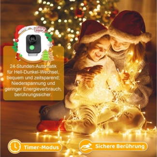 MERRY 2026 LED-Lichterkette mit Timer 8 Modi,20M-100M 31 V Weihnachtsbeleuchtung für Weihnachten, Warmweiß,lichterketten Vorhang,Speicher,für Balkon Fenster Party Deko