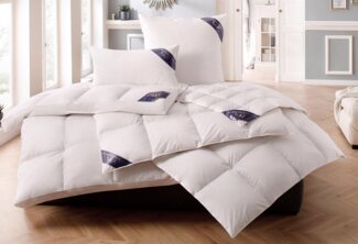 Excellent Daunenbettdecke + 3-Kammer-Kopfkissen Davos, Füllung: Bettdecke: 100% Gänsedaunen, Bezug: 100% Baumwolle, Bettdecken-Set mit Kopfkissen, Bettdecke 135x200 und 155x220 cm