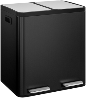 STEELSØN 'Epsilon' Mülleimer, 2x15L, schwarz/silber, Edelstahl, Mülltrennsystem mit 2 Fächern, inkl. Softclose-Deckel und Tragegriffen