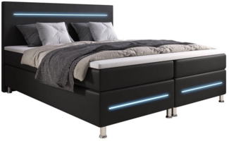 Boxspringbett Sejour mit LED 180x200 Schwarz H4 (100kg+)