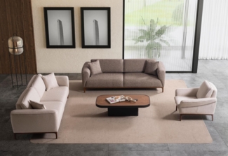 Sitzgruppe/Sofa Set - Wohnzimmergarnitur "Mallow" 3+3+1-Sand/Beige