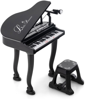 Kinderklavier mit 37 Tasten & Hocker Spielzeugklavier Tragbar 47 x 37 x 70 cm Schwarz
