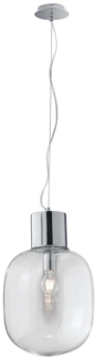 Pendelleuchte FELLINI Hängeleuchte Hänge Deckenleuchte Chrom Glas 1x E27 Länge120 Ø 30cm