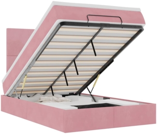 vidaXL Ottoman-Bett mit Matratzen & LEDs Rosa 120x190 cm Samt 3314239