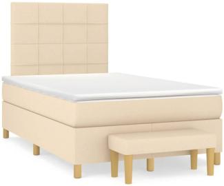 vidaXL Boxspringbett mit Matratze Stoff Creme 120x200 cm, Härtegrad: H2 [3137146]