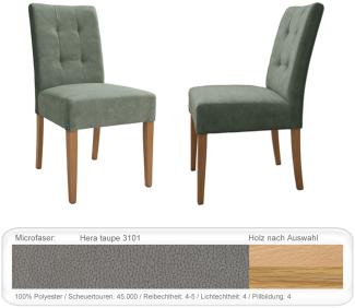 4x Stuhl Agnes 1 ohne Griff Varianten Polsterstuhl Massivholzstuhl Eiche natur lackiert, Hera taupe