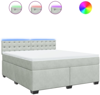 vidaXL Boxspringbett mit Matratze Hellgrau 180x200 cm Samt 3288690