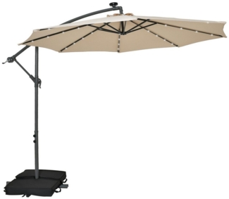 COSTWAY Sonnenschirm Gartenschirm, mit Ständer, 40 Solar LED Leuchten