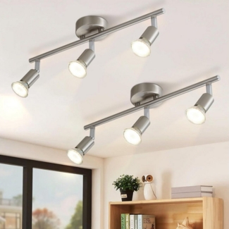 ZMH Deckenleuchte 3 Flammig-Deckenspot Deckenlampe Modern GU10 für Schlafzimmer Flur, Einfache Installation, ohne Leuchtmittel, 350°Drehbar Strahler Lampe Edelstahl Decke