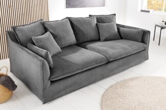 riess-ambiente 3-Sitzer HEAVEN 210cm grau · Hussensofa inkl. Kissen und abnehmbaren Bezug, Einzelartikel 1 Teile, Wohnzimmer-Couch · Cord-Bezug · Federkern-Polsterung · Landhausstil