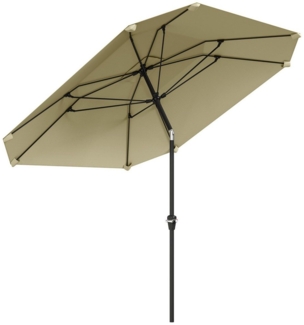 Outsunny Sonnenschirm mit Knickfunktion, achteckig, windfest, stabil, LxB: 233x233 cm, Balkonschirm, Strandschirm, für Strand Balkon Terrasse Garten, Beige