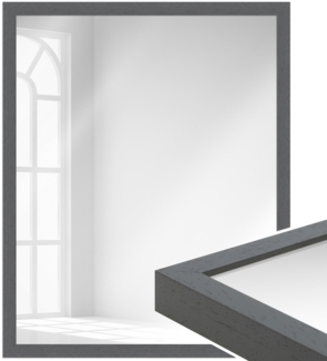 WANDStyle Wandspiegel H960 aus Massivholz in Grau 43 x 53 cm im Stil Modern