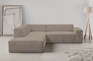 WERK2 Ecksofa Zeus-M, tolles Sofa mit schönen Details, L-Form, Curvy Trend Garnitur, urbane Optik, komfortable Wellenunterfederung