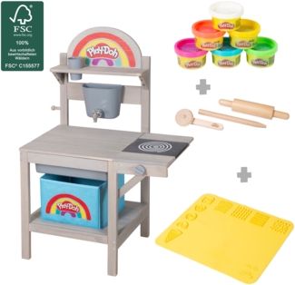 roba Matschküche 'roba x Play-Doh' - Massivholz - FSC®-zertifiziert - inkl. Zubehör - Grau