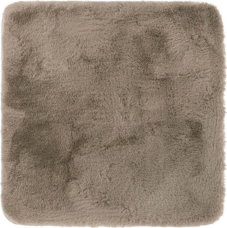 casa NOVA Badematte FELL, Taupe, 60x60 cm, Uni, Felloptik, rutschhemmend beschichtet, Polyester, rechteckig