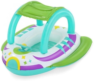 Bestway Kinder-Schlauchboot Space Splash, Raumschiff, mit Sonnenschutzdach, 98 x 95 x 61 cm