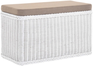 Krines Home Wäschetruhe Rechteckige Truhe Sitztruhe gepolstert mit Deckel Natur-Rattan (Wäschebox mit Inlett), Sitzbank mit Stauraum