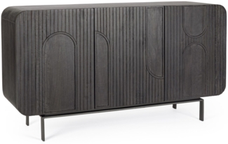 Sideboard Orissa aus Mangoholz Schwarz, 145 cm