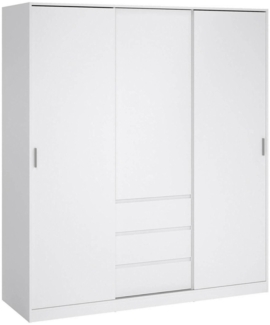 Dmora Kleiderschrank 3 Türen Mathieu, Schlafzimmermöbel, Schrank, Garderobe, 177x60 h200 cm, Glänzendes Weiß