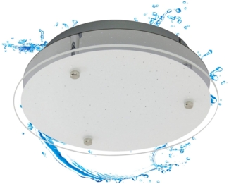 TRANGO LED Deckenleuchte, Dimmfunktion, 3101 Feuchtraum IP44 LED Deckenstrahler für Bad 3-Stufen dimmbar *EVA* inkl. 12 Watt 3000K warmweiß LED Modul - Design Kristalleffekt Glas Lampenschirm, Deckenlampe, Wandleuchte, Badlampe