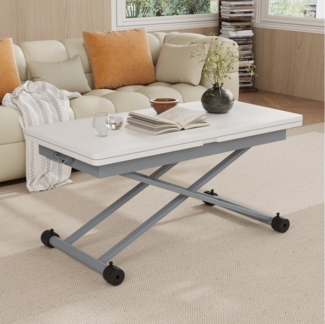 VOWNER Couchtisch 3-in-1 ausziehbarer platzsparender umwandelbarer Tisch (1-St), höhenverstellbarer Esstisch, Wohnzimmertisch mit Holzmaserung