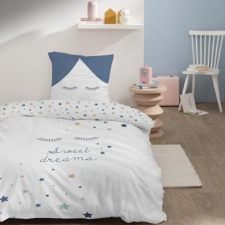 MTOnlinehandel Bettwäsche Sterne Kinderbettwäsche 135x200 + 80x80 cm, 100 % Baumwolle, Renforcé, 2 teilig, Sterne, süße Träume Bettwäsche für Kinder und Erwachsene