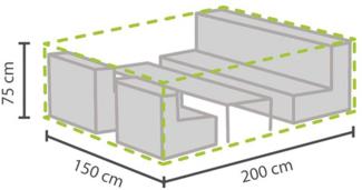Perel Wetterfeste Schutzhülle S für Garten Lounge Set, Polypropylen grau, 200 x 150 x 75 cm