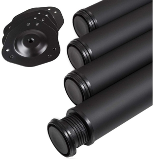 SO-TECH® Tischbein Ø 76 / 80 mm, belastbar bis 75 kg pro Stück, H: 71cm, Stahl, schwarz, höhenverstellbar bis 32mm, 4x