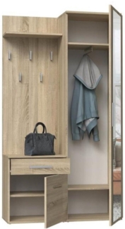 Beautysofa Kompaktgarderobe Fiora (Garderobenschrank + Paneel + Schuhschrank, Garderoben-Set, 5 Kleiderhaken) Breite:100 cm