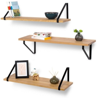 Rikmani Wandregal RAY Schweberegal Eiche schwarz, Holzregal, Wandboard, Bücherregal