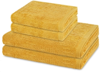 Ross Premium 4 tlg. Frottier-Set - 2 X Handtuch (50 X 100cm), 2 X Duschtuch (70 X 140cm) - 500 - Safran