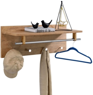 IDIMEX Garderobenhalter ULF, Wandgarderobe mit Kleiderhaken und Hutablage, Flurmöbel wildeiche