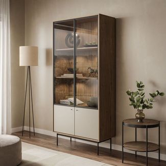 Lookway Standvitrine ISA Vitrine mit zwei Türen und LED-Beleuchtung Breite: 90 cm