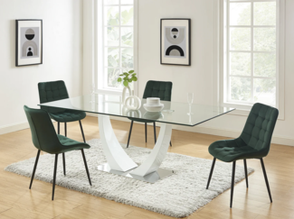 Vente-unique - Polsterstuhl 2er-Set - Samt & schwarzes Metall - Grün - OLLUA