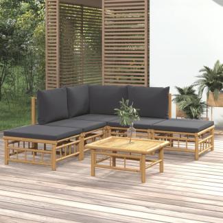 vidaXL 6-tlg. Garten-Lounge-Set mit Dunkelgrauen Kissen Bambus 3155207