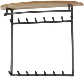 Garderobe Wandgarderobe BOOG 16 Haken Hutablage Stahl Akazie natur