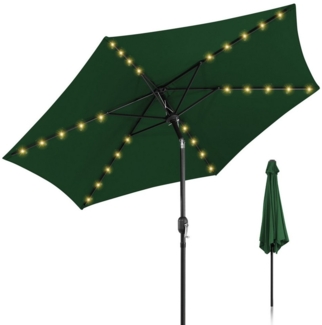 Clanmacy Sonnenschirm Ø270cm Gartenschirm LED Balkonschirm beidseitig um 30° knickbar Grün, LxB: 270x270 cm, Stabiler knickbar/für Garten, Balkon, Terasse/Sonnenschutz