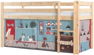 Kinderbett Karolina 210x114x106 Massivholz Natur Textilset Pet Shop