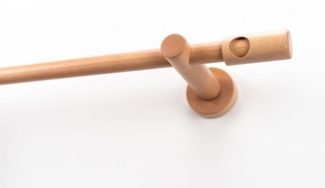GARESA Gardinenstange PANDRI, Ø 20 mm, 1-läufig, Wunschmaßlänge, mit Bohren, verschraubt, Holz, Vorhanggarnitur, verlängerbar, gerader Knopf mit Ausschnitt
