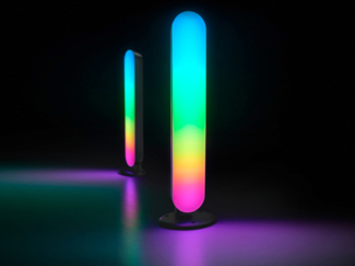 2er Set LED Tischleuchten GAME mit Fernbedienung, RGB & Sound Control - H 28cm