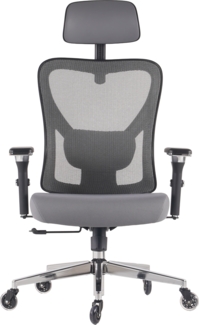 CLOUVOU CleverSeat, ergonomischer Bürostuhl, Rückenlehne mit Mesh Bezug, 4D-Armlehnen, 3D-Kopfstütze, BladeWheels, Anthrazit