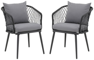 JOIVI Balkonset 2-tlg Gartenstuhl, 2er Balkonmöbel Set Rattansessel mit dickem Kissen, (Terrassenmöbel Outdoor für 2 Personen, 2-tlg, Sitzgarnitur für Balkon, Terrasse, Hinterhof), Grau Kissen & Schwarz Rattan