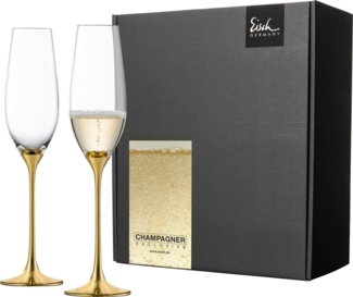 Eisch Sektglas 2er Set Gold Champagner Exklusiv, Sektkelch, Sektflöte, Kristallglas, Gold, 180 ml, 47750094