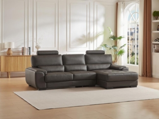 Vente-unique - Ecksofa Leder - Braun - Ecke Rechts - METROPOLITAN II