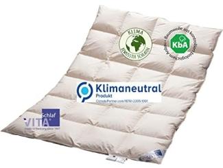 Vitaschlaf® Bio-Luxe-KBA Arktik Kälte-Daune W4- MEDIUM GANZJAHRESDECKE Daunendecke Deutsche Qualität mit KBA Einschütte (200 x 200 cm)