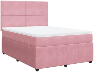 vidaXL Boxspringbett mit Matratze Rosa 140x200 cm Samt 3292357