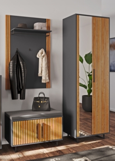 Garderoben-Set >Joe< (3-teilig) in Eiche / anthrazit - 153 x 197 x 40 (BxHxT)