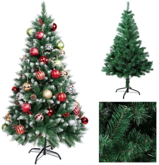 Gotoll Künstlicher Weihnachtsbaum XM003-6, Grün / Weiss Tannenbaum Weihnachtsbäume mit Ständer Christbaum