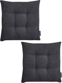 MAGMA Stuhlkissen Sitzkissen INGA - ca. 35 x 35 x 5 cm Cordstoff 2er Set anthrazit