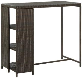 vidaXL Bartisch mit Regal Braun 120x60x110 cm Poly Rattan 313475